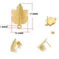Clous d'oreilles feuille dorée en acier inoxydable avec boucle et texture pour bijoux DIY - Forme de feuille d'érable / Lot de 10 / Or