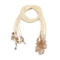 Detalle de cordones de cera crema para collar con cierres de langosta dorados y cadenas - Beige
