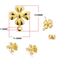 Clous d'oreilles trèfle en acier inoxydable doré avec trou pour bijoux DIY - Fleur à Quatre Pétales / Lot de 10 / Or