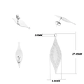 Clou d'oreille en acier inoxydable argenté avec pendentif feuille pour bijoux DIY - Forme de Fuseau / Lot de 10 / Argent