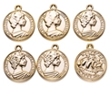 Gold-plated alloy coin pendants featuring Queen Elizabeth and ship for DIY jewelry making - 5 Pieces Pack / Round Coin Style