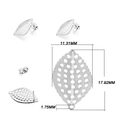 Clou d'oreille feuille argenté poli avec texture en maille et trou de suspension - Grande Feuille Ajourée / Lot de 10 / Argent
