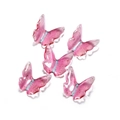 Close-up of pink translucent resin butterfly pendants with gold foil flakes and top hole - 1 Piece/Pack (23*23mm) / Rose Red (Small Size)