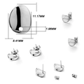 Clous d'oreilles en acier inoxydable argenté en forme de goutte pour création de bijoux - Ovale Brillant / Lot de 10 / Argent