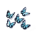 Detailed view of five blue butterfly resin pendants with gold flakes for jewelry DIY - 1 Piece/Pack (38*40mm) / Black Border Blue (Large)