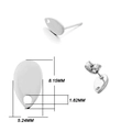 Support boucle d'oreille goutte en acier argenté avec trou, 8,15x5,24mm pour bijoux - Larme / Lot de 10 / Argent