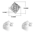Boucles d'oreilles carrées texturées en acier argenté pour création bijoux DIY - Quadrilatère Texturé / Lot de 10 / Argent