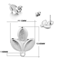 Clous d'oreilles en acier inoxydable 304 argenté à trois feuilles pour bijoux DIY - Feuilles De Houx / Lot de 10 / Argent