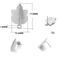 Clous d'oreilles en acier inoxydable en forme de feuille pour bijoux DIY argentés - Forme de feuille d'érable / Lot de 10 / Argent