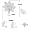 Boucles d'oreilles étoile en acier inox 304 avec relief de rose et anneau ouvert - Style tournesol / Lot de 10 / Argent