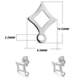 Composant boucle d'oreille losange en acier inoxydable 304 poli avec anneau et mesures - Losange Ajouré / Lot de 10 / Argent