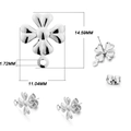 Boucles d'oreilles fleur en acier inoxydable 304 avec anneau pour création de bijoux DIY - Fleur à Quatre Pétales / Lot de 10 / Argent