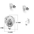 Clous d'oreilles rose en acier inoxydable 304 avec anneau pour bijoux DIY en argent - Fleur de rose / Lot de 10 / Argent