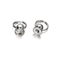 Detailed macro view of silver metal stud hardware with ring and internal thread design - 8mm / Double Loop Style / 5 Pieces / White Gold