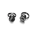 Macro view of gunmetal screw-on ball head studs with O-rings for DIY leathercraft - 8mm / Double Loop Style / 5 Pieces / Gunmetal