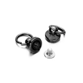 Macro shot of matte black metal pull ring rivet fasteners and silver screw hardware - 10mm / Single Loop Style / 5 Pieces / Gunmetal