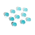 Detail of 10 light blue acrylic smiley face beads for DIY jewelry making and crafts - Turquoise Blue