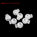 Translucent white plastic spring cord locks for backpacks, size 2.3x1.75cm with 0.75cm hole - Translucent Flat Round Style (Style 13) / 10 Pieces Pack / Semi-transparent White