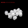 Detailed view of NO.10S transparent plastic cord locks with single hole and spring mechanism - Translucent Small Style (Style 10S) / 10 Pieces Pack / Semi-transparent White