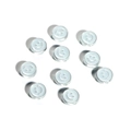 Close-up of light blue acrylic smiley face beads for DIY jewelry making with threading holes - Grey Blue