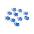 Flat lay of blue and white acrylic smiley face beads for DIY jewelry making - Blue