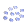 Macro shot of 10 lavender acrylic smiley face beads for DIY jewelry making and crafts - Blue and Purple