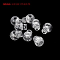Clear plastic spring cord locks for bags with detailed dimensions and macro view - Round Ball Style (Style 04)