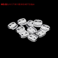 Detail view of 10 transparent plastic dual-hole cord locks with dimensions 1.7x1.85cm - Dual Hole Oval Style (Style 02)