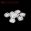 Detailed size chart for clear plastic dual-hole cord locks with 2.1cm height measurements - Dual Hole Flat Style (Style 01)