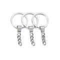Platte metalen sleutelringen met verlengkettingen en trapeziumvormige verbindingsstukken - 5 Stuks/Verpakking (30mm) / Wit K/Zilver