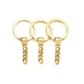 Detail of three bright gold metal keychains with flat rings and polished twisted chains - 5 Pieces/Pack (30mm) / Gold