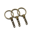 Three-piece set of bronze finish metal keyrings with chains and flat split rings on white back - 5 Pieces/Pack (30mm) / Bronze