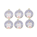 Set of 6 purple enamel cat pendants with PAWTY PARTY text for DIY jewelry crafting - Pawty Party Purple Cat