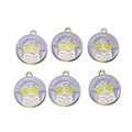 Detail of 6 piece set of enamel fruit dog charms for DIY jewelry making - Stay Pawsitive Purple Dog