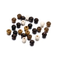 Macro-opname van 10/12mm esdoornhouten kralen in koffie, bruin en beige met rijggat - 7x8,5mm (Gat 3,2mm) - 100 Stuks / Meerkleurig