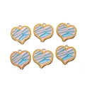 Set of 6 heart enamel pendants with pink and blue abstract patterns for DIY jewelry - Heart Painted Style 01