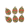 Detailed set of six colorful drip oil Easter egg charms with gold alloy frames for DIY jewelry - Easter Egg Style 10