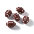 Vue macro de 5 perles en bois en forme de rugby pour la création de bijoux DIY - Style de Football en Acrylique Marron Foncé