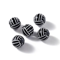 Vue détaillée de 5 perles de volleyball noir et blanc pour bijoux de sport DIY - Style de Volleyball Noir et Blanc Classique