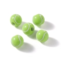 Vue détaillée de perles en bois tennis vert néon avec perçage précis pour bijoux DIY - Style de Tennis Vert Fluorescent
