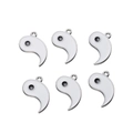 Detail of 6 piece set of white enamel yin yang koi fish alloy charms for DIY jewelry making - White Yin Yang