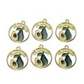Set of six round gold-plated avocado enamel pendants for DIY jewelry crafting - Avocado