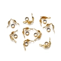 Macro view of gold-plated stainless steel crimp beads and clasp covers for jewelry making - Bead Tips 2mm 50 Pcs + Crimp Beads 1.5mm 50 Pcs / Gold