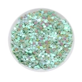 Vue détaillée de paillettes pour ongles en forme de lapin vert menthe irisées en plateau - Vert