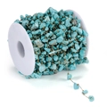 Dettaglio di catena in pietra turchese bohémien su rocchetto per gioielli DIY - Catena in Acciaio Inossidabile in Pietra Naturale 1m/21g / Verde Turchese