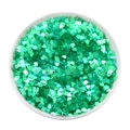 Close-up of mint green heart-shaped nail art sequins with a glossy metallic finish - 4*4mm/10g Pack / Dark Green