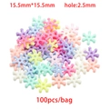 Perline a fiocco di neve in acrilico 15,5mm colori macaron per gioielli DIY 100pz - Perline Miste A Fiocco Di Neve