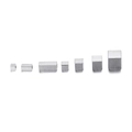 Macro detail of various sizes of polished stainless steel square spacer beads for DIY jewelry - 20 Pieces/Pack (3x3x3mm/ID 2mm) / Steel