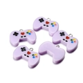 Detail view of five lavender resin game controller charms with silver metal rings - Resin Game Console Pendant / 10 Pieces/Pack (20x27mm) / Purple