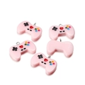 Detailed macro view of 5 pink resin game controller charms with silver metal rings - Resin Game Console Pendant / 10 Pieces/Pack (20x27mm) / Pink